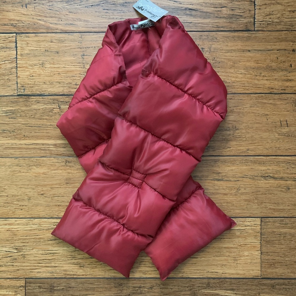 Red Magnetic Puffer Scarf Wrap Shawl